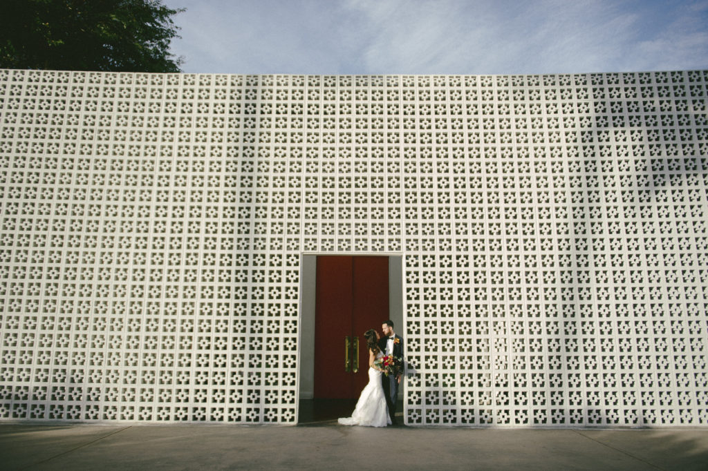 married couple in front of the Parker, Palm Springs, California