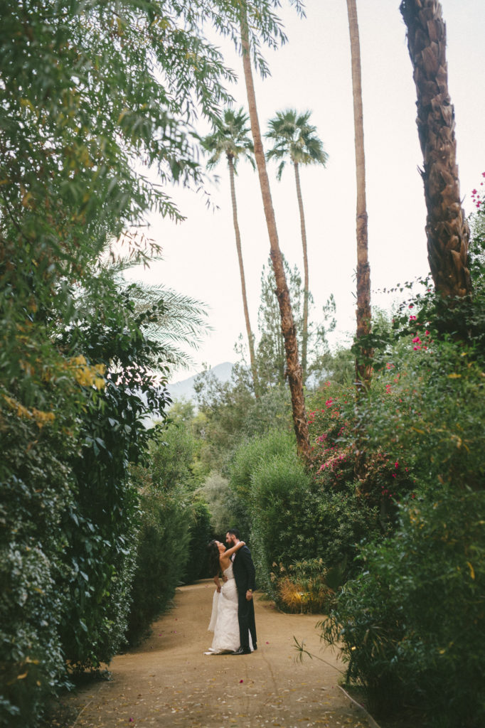 bride and groom at the parker, Palm springs, california